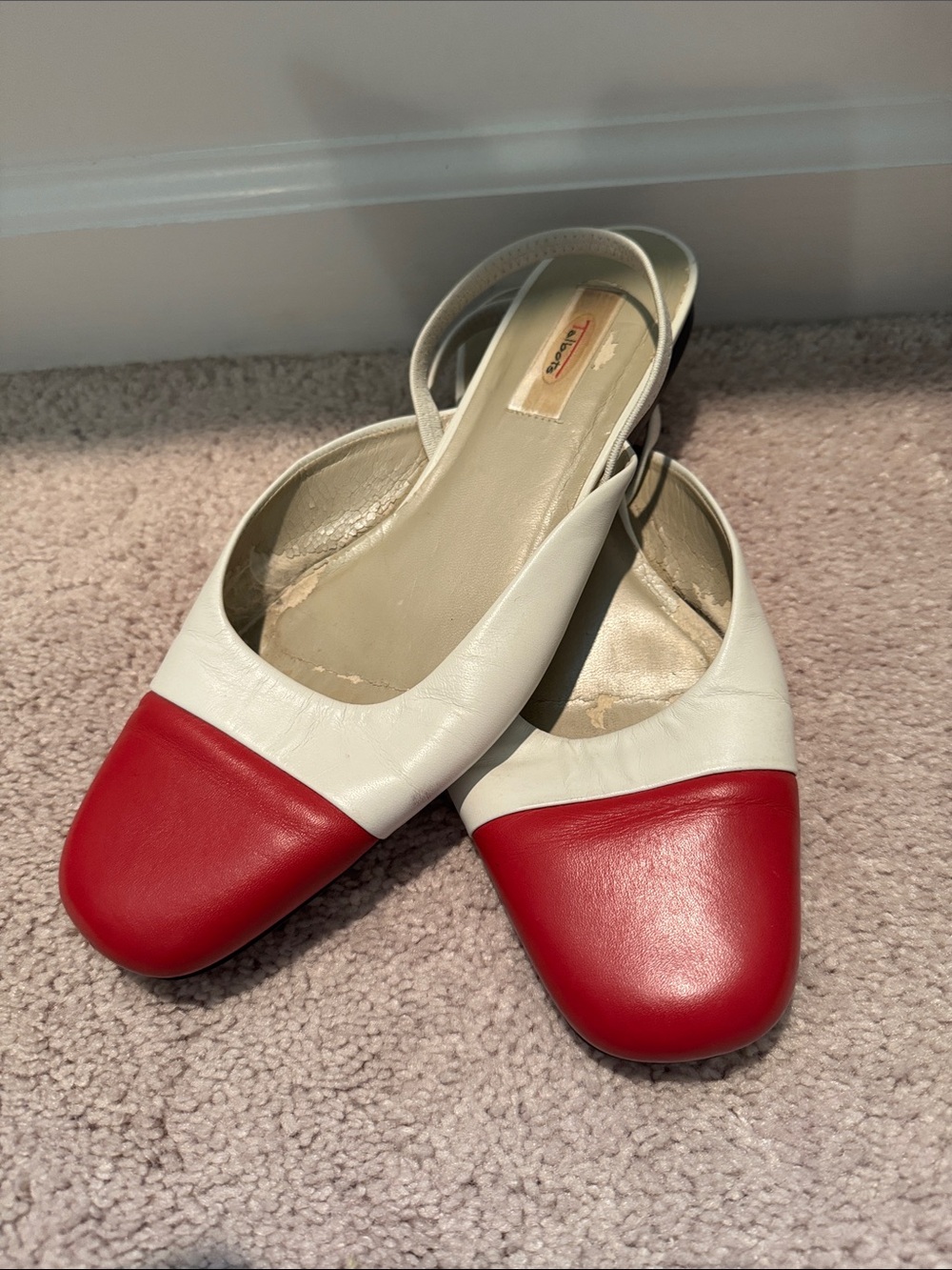 Two-Tone Red & White Women's Talbots Slingback Flats